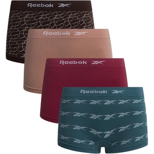 image:imageReebok Womens Boyshorts  4 Pack Performance Seamless Underwear for Women  Extended Coverage with a Comfortable Inseam Lightweight Stretch Fabric Provides Breathable Everyday ComfortPrintsLight MochaRed Berry