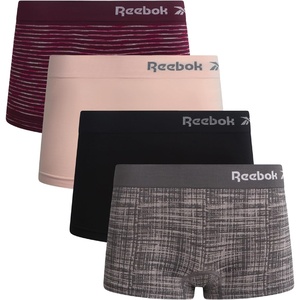 image:imageReebok Womens Boyshorts  4 Pack Performance Seamless Underwear for Women  Extended Coverage with a Comfortable Inseam Lightweight Stretch Fabric Provides Breathable Everyday ComfortSmoked Pearl JacquardLight RoseBlackStripes
