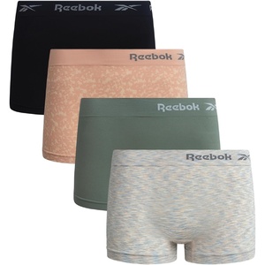 image:imageReebok Womens Boyshorts  4 Pack Performance Seamless Underwear for Women  Extended Coverage with a Comfortable Inseam Lightweight Stretch Fabric Provides Breathable Everyday ComfortRose Dust JacquardGreenBlackNatural Spacedye