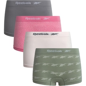 image:imageReebok Womens Boyshorts  4 Pack Performance Seamless Underwear for Women  Extended Coverage with a Comfortable Inseam Lightweight Stretch Fabric Provides Breathable Everyday ComfortPrintsPinkMedium Grey