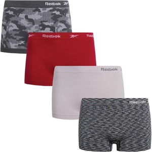 image:imageReebok Womens Boyshorts  4 Pack Plus Size TagFree Seamless 3 Inseam  Breathable StayPut Fit with Zero Visible Lines Comfortable for Gym Days Errands or Everyday WearGrey CamoRedPinkBlack Spacedye