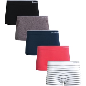 image:imageReebok Womens Boyshorts  5 Pack Performance Seamless Underwear for Women  StayPut Fit Moves Naturally with Your Body Tagless 4Way Stretch Eliminates Visible Lines and Pressure PointsFigDenimCoralWhite StripeBlack