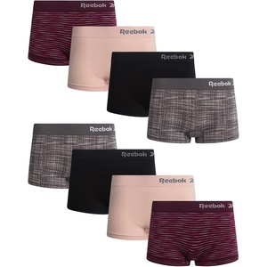 image:imageReebok Womens Boyshorts  8 Pack Performance Seamless Underwear for Women  StayPut Design Moves with You Flexible 4Way Flexible Fabric Eliminates Lines and Everyday DiscomfortSmoked Pearl JacquardLight RoseBlackStripes