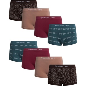 image:imageReebok Womens Boyshorts  8 Pack Performance Seamless Underwear for Women  StayPut Design Moves with You Flexible 4Way Flexible Fabric Eliminates Lines and Everyday DiscomfortPrintsLight MochaRed Berry