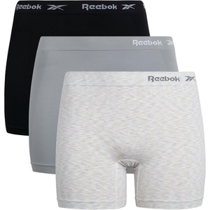 image:imageReebok Womens Boyshorts 3 Pack Long Leg Performance Underwear for Women  Wide Smooth Waistband Stays in Place Ribbed Flexible and Airy Mesh Options for Softness and BreathabilityGrayBlackNatural Spacedye
