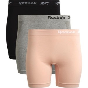 image:imageReebok Womens Boyshorts 3 Pack Long Leg Performance Underwear for Women  Wide Smooth Waistband Stays in Place Ribbed Flexible and Airy Mesh Options for Softness and BreathabilityRose DustGreyBlack