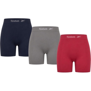 image:imageReebok Womens Boyshorts 3 Pack Long Leg Performance Underwear for Women  Wide Smooth Waistband Stays in Place Ribbed Flexible and Airy Mesh Options for Softness and BreathabilityDark GreyMedium GreyRed