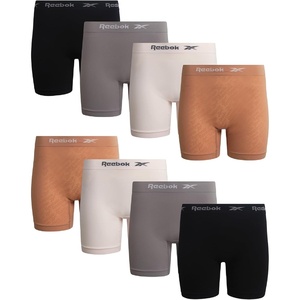 image:imageReebok Womens Boyshorts 8 Pack Long Leg Performance Underwear for Women  Seamless Fit Lays Smooth Against Skin Helps Reduce Bunching and Pinching for AllDay Comfortable CoverageBeaverLightPinkBlackMedium Grey