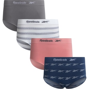 image:imageReebok Womens Briefs 4 Pack Performance Stretch High Cut Seamless Udnerwear  womens briefs high waist boyshorts panties seamless breathable under wear pack no show full pantys underware clothing spandexVintage Indigo JacquardGreyBlush PinkWhite Stripes