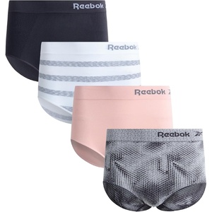 image:imageReebok Womens Briefs 4 Pack Performance Stretch High Cut Seamless Udnerwear  womens briefs high waist boyshorts panties seamless breathable under wear pack no show full pantys underware clothing spandexSharkskin JacquardWhite StripeLotusBlackened Pearl