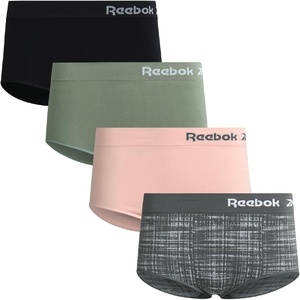 image:imageReebok Womens Briefs 4 Pack Performance Stretch High Cut Seamless Udnerwear  womens briefs high waist boyshorts panties seamless breathable under wear pack no show full pantys underware clothing spandexSharskin JacquardLotusLilypadBlack