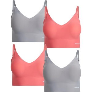image:imageReebok Womens Everyday Bras  2 Pack or 4 Pack Soft Stretch Longline Ladies Bralettes Performance Wireless Bras for WomenBright PeachSteel Grey4pk