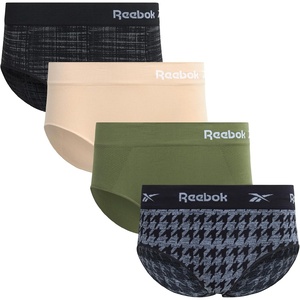 image:imageReebok Womens Hipster Panties  4 Pack Stretch Performance Bonded Seamless Panties for Women with Tag Free Relaxed WaistbandBlackCreamGreenGrey
