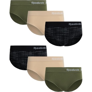 image:imageReebok Womens Hipster Panties  6 Pack Soft Stretch Performance Seamless Underwear for Women with Tag Free Relaxed WaistbandBlack JacquardIrish CreamGreen6pk