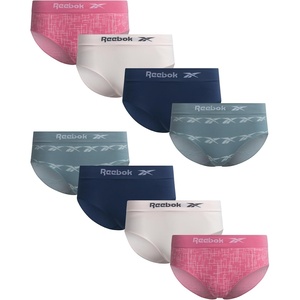 image:imageReebok Womens Hipster Panties  8 Pack Bonded Seamless TagFree Waist  Sleek Smoothedge Edges Create a Smooth Look Under Leggings and Denim Lightweight Stretch Moves with Every WorkoutPrintsPinkDark Grey