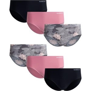 image:imageReebok Womens Hipster Panties 6 Pack Soft Stretch Bonded Seamless Underwear  Sleek Smoothedge Edges Create a Smooth Look Under Leggings and Denim Lightweight Stretch Moves with Every WorkoutSharkskinFoxGloveBlack