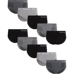 image:imageReebok Womens Hipster Panties Underwear Stretch TagFree Waistband 10 Pack  Soft Stretch Fabric with a Smooth NoShow Fit Refresh Your Everyday Essentials with Dependable ComfortBlackCharcoalHeather Grey MelangeBlackSteel Grey