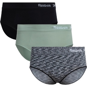 image:imageReebok Womens Hipster Underwear  36 Pack Plus Size Performance Tag Free Hipster Panties Seamless Underwear for WomenBlack SpacedyeBlackGreen3pk