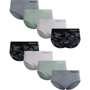 image:imageReebok Womens Hipster Underwear  48 Pack Plus Size Stretch Performance Hipster Panties Seamless Underwear for WomenBlackGreenLilyGrey