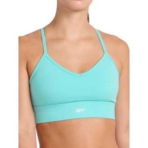 image:imageReebok Womens Id Train Tri Back Bra Slim Fit Lightweight Stretch Poly Motion Interlock Fabric MoistureWickingAi Aqua  Id Train