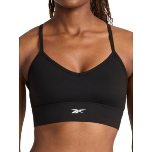 image:imageReebok Womens Id Train Tri Back Bra Slim Fit Lightweight Stretch Poly Motion Interlock Fabric MoistureWickingBlack  Id Train