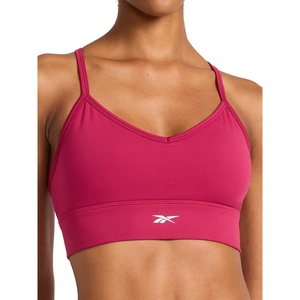 image:imageReebok Womens Id Train Tri Back Bra Slim Fit Lightweight Stretch Poly Motion Interlock Fabric MoistureWickingVector Very Berry  Id Train
