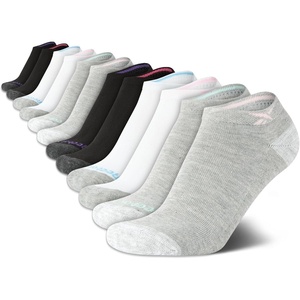 image:imageReebok Womens No Show Socks Moisture Wicking Cushion Low Cut Socks 12 Pack  Stretch Performance Fabric Cushioned Heel and Toe Arch Support Comfort Seam Shoe Size 410BlackGreyPink Logo