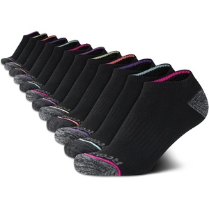 image:imageReebok Womens No Show Socks Moisture Wicking Cushion Low Cut Socks 12 Pack  Stretch Performance Fabric Cushioned Heel and Toe Arch Support Comfort Seam Shoe Size 410BlackPink Marl