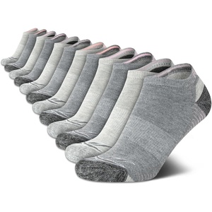 image:imageReebok Womens No Show Socks Moisture Wicking Cushion Low Cut Socks 12 Pack  Stretch Performance Fabric Cushioned Heel and Toe Arch Support Comfort Seam Shoe Size 410Light Grey