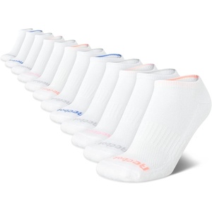 image:imageReebok Womens No Show Socks Moisture Wicking Cushion Low Cut Socks 12 Pack  Stretch Performance Fabric Cushioned Heel and Toe Arch Support Comfort Seam Shoe Size 410Bright White Logo