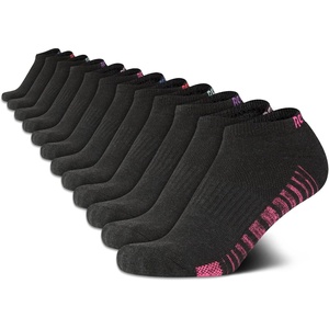 image:imageReebok Womens No Show Socks Moisture Wicking Cushion Low Cut Socks 12 Pack  Stretch Performance Fabric Cushioned Heel and Toe Arch Support Comfort Seam Shoe Size 410Black Multi
