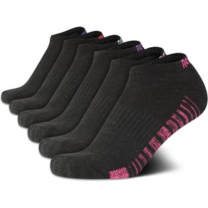 image:imageReebok Womens No Show Socks Moisture Wicking Cushioned Low Cut Socks 6 Pack  Stretch Performance Fabric Cushioned Heel and Toe Arch Support Comfort Seam Shoe Size 410Black Multi