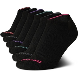 image:imageReebok Womens No Show Socks Moisture Wicking Cushioned Low Cut Socks 6 Pack  Stretch Performance Fabric Cushioned Heel and Toe Arch Support Comfort Seam Shoe Size 410All Black