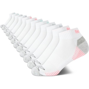 image:imageReebok Womens Quarter Socks 12 Pack Moisture Wicking Athletic Socks  MoistureWicking Fabric with a Flexible Stretch Fit Arch Support and a Comfort Toe SeamWhiteGrey Logo