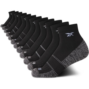 image:imageReebok Womens Quarter Socks 12 Pack Moisture Wicking Athletic Socks  MoistureWicking Fabric with a Flexible Stretch Fit Arch Support and a Comfort Toe SeamBlackGrey