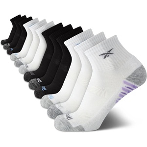 image:imageReebok Womens Quarter Socks 12 Pack Moisture Wicking Athletic Socks  MoistureWicking Fabric with a Flexible Stretch Fit Arch Support and a Comfort Toe SeamBlackWhite