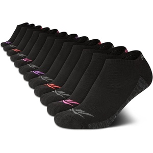 image:imageReebok Womens Quarter Socks 12 Pack Moisture Wicking Athletic Socks  MoistureWicking Fabric with a Flexible Stretch Fit Arch Support and a Comfort Toe SeamBlack Fade