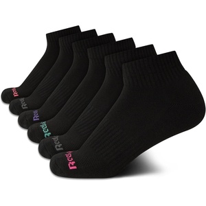 image:imageReebok Womens Quarter Socks 6 Pack Comfort Cushioned Athletic Socks  Moisturewicking Fabric Keeps Feet Dry Flexible Knit Hugs the Arch Plush Footbed Absorbs ShockBlack