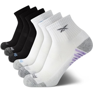 image:imageReebok Womens Quarter Socks 6 Pack Comfort Cushioned Athletic Socks  Moisturewicking Fabric Keeps Feet Dry Flexible Knit Hugs the Arch Plush Footbed Absorbs ShockBlackWhite