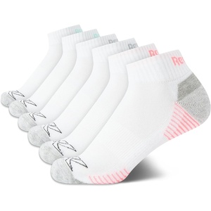 image:imageReebok Womens Quarter Socks 6 Pack Comfort Cushioned Athletic Socks  Moisturewicking Fabric Keeps Feet Dry Flexible Knit Hugs the Arch Plush Footbed Absorbs ShockWhiteGrey Logo