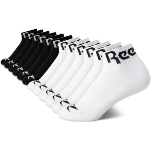 image:imageReebok Womens Quarter Socks Moisture Wicking Cushioned Ankle Socks 12 Pack  Stretch Performance Fabric Cushioned Heel amp Toe Secure Arch Support Quarter Cut Shoe Size 410Black White