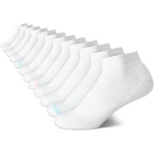 image:imageReebok Womens Quarter Socks Moisture Wicking Cushioned Ankle Socks 12 Pack  Stretch Performance Fabric Cushioned Heel amp Toe Secure Arch Support Quarter Cut Shoe Size 410White All