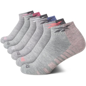 image:imageReebok Womens Quarter Socks Moisture Wicking Cushioned Ankle Socks 6 Pack  Stretch Performance Fabric Cushioned Heel amp Toe Secure Arch Support Quarter Cut Shoe Size 410Grey Pattern