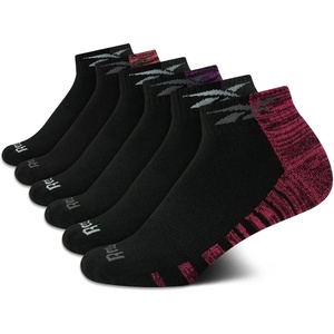 image:imageReebok Womens Quarter Socks Moisture Wicking Cushioned Ankle Socks 6 Pack  Stretch Performance Fabric Cushioned Heel amp Toe Secure Arch Support Quarter Cut Shoe Size 410Black Pattern