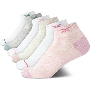 image:imageReebok Womens Quarter Socks Moisture Wicking Cushioned Ankle Socks 6 Pack  Stretch Performance Fabric Cushioned Heel amp Toe Secure Arch Support Quarter Cut Shoe Size 410Pink Multi