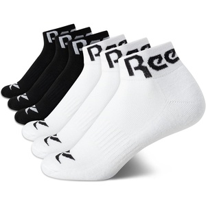 image:imageReebok Womens Quarter Socks Moisture Wicking Cushioned Ankle Socks 6 Pack  Stretch Performance Fabric Cushioned Heel amp Toe Secure Arch Support Quarter Cut Shoe Size 410BlackWhite