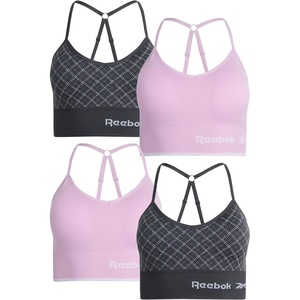 image:imageReebok Womens Sports Bras  4 Pack WireFree Longline Bralettes  Seamless Build Hugs Without Squeezing Adjustable Crossback Straps Adapt to Your Workout or Everyday RoutineBlack JacquardMauve