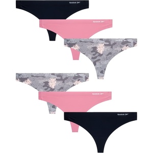 image:imageReebok Womens Thong Underwear  6 Pack Soft Stretch NoShow TagFree  Breathable Flexible Comfort with an Invisible Finish Helps Eliminate Visible Lines Under Fitted ClothingGreyFox GloveBlack