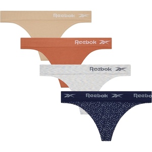 image:imageReebok Womens Thongs  4 Pack Soft Stretch Performance TagFree NoShow  Smooth Invisible Comfort Under Leggings Dresses and Jeans Flexible Fabric for Everyday Rotation or WorkoutsNaturalClayCreamJacquard