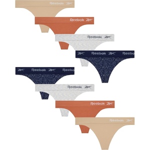 image:imageReebok Womens Thongs  8 Pack Soft Stretch Performance TagFree NoShow  Smooth Invisible Comfort Under Leggings Dresses and Jeans Flexible Fabric for Everyday Rotation or WorkoutsTanClayNatural SpacedyeEvening BlueJacquard